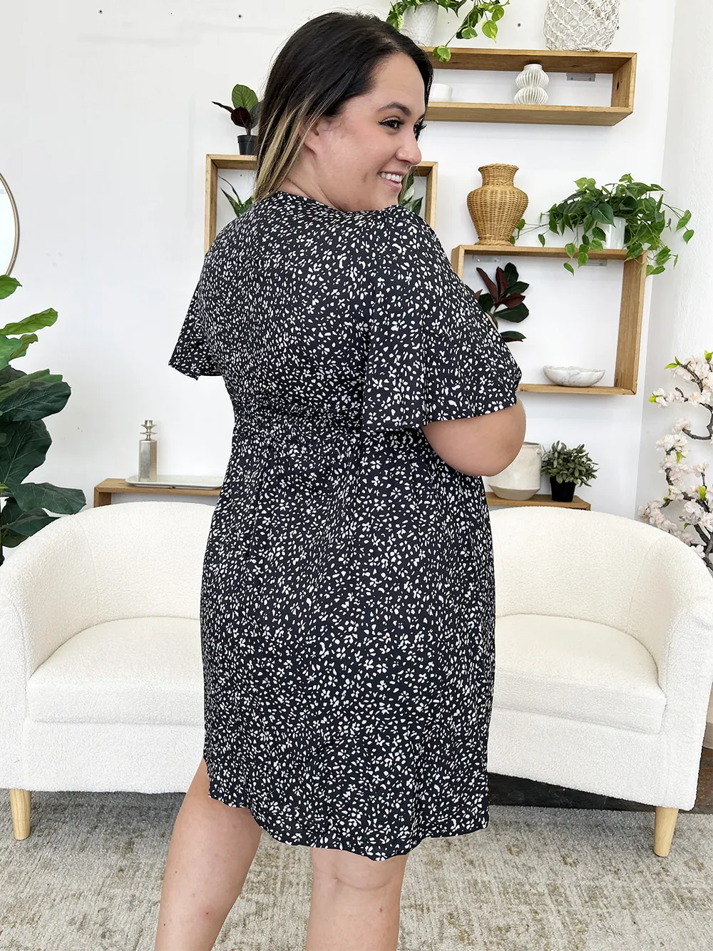Printed V-Neck Half Sleeve Mini Dress, image 24