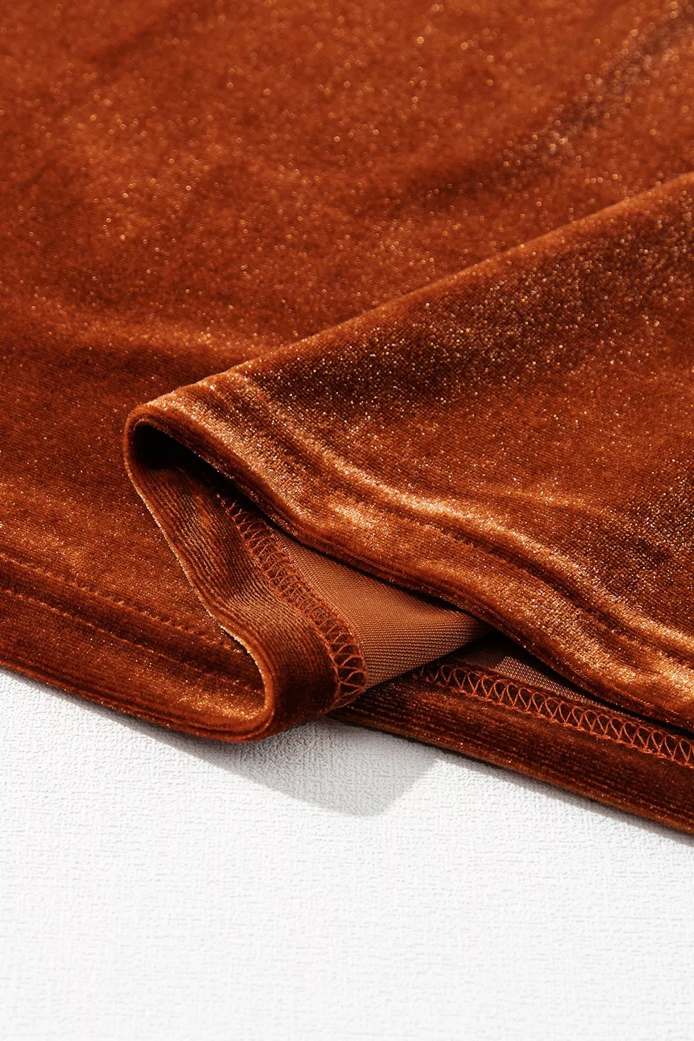 Velvet Button-Front Long Sleeve Blouse, image 9