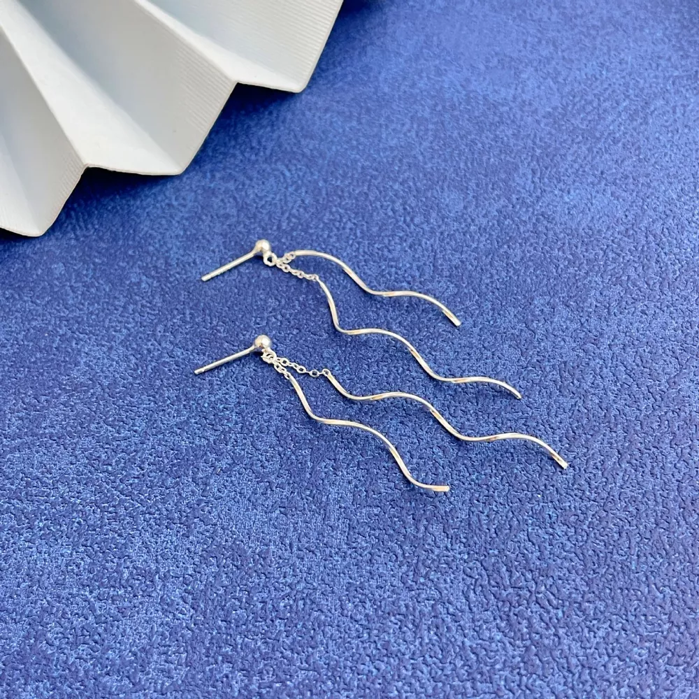 925 Sterling Silver Wave Earrings, image 5