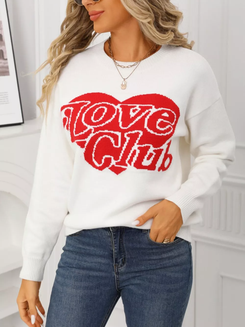 Valentine's Day Love Club Heart Graphic Sweater, image 2