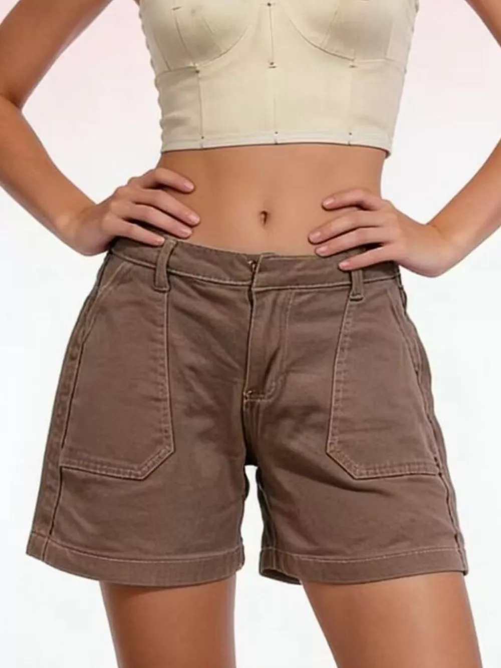 Pocketed Denim Shorts, image 9