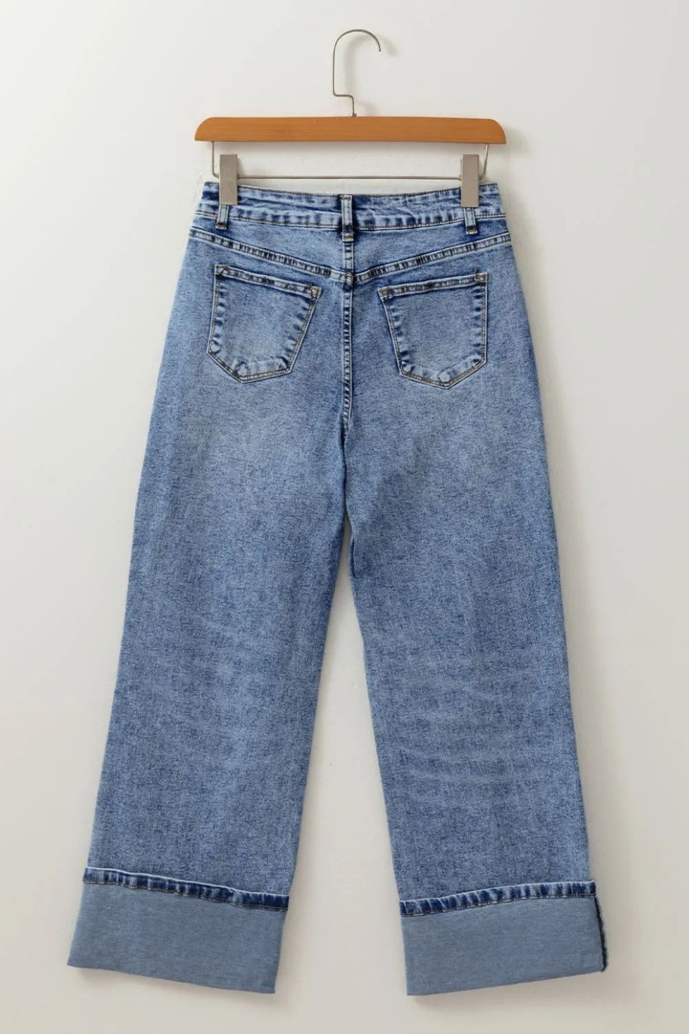 High-Waisted Wide-Leg Cuffed Jeans, image 7