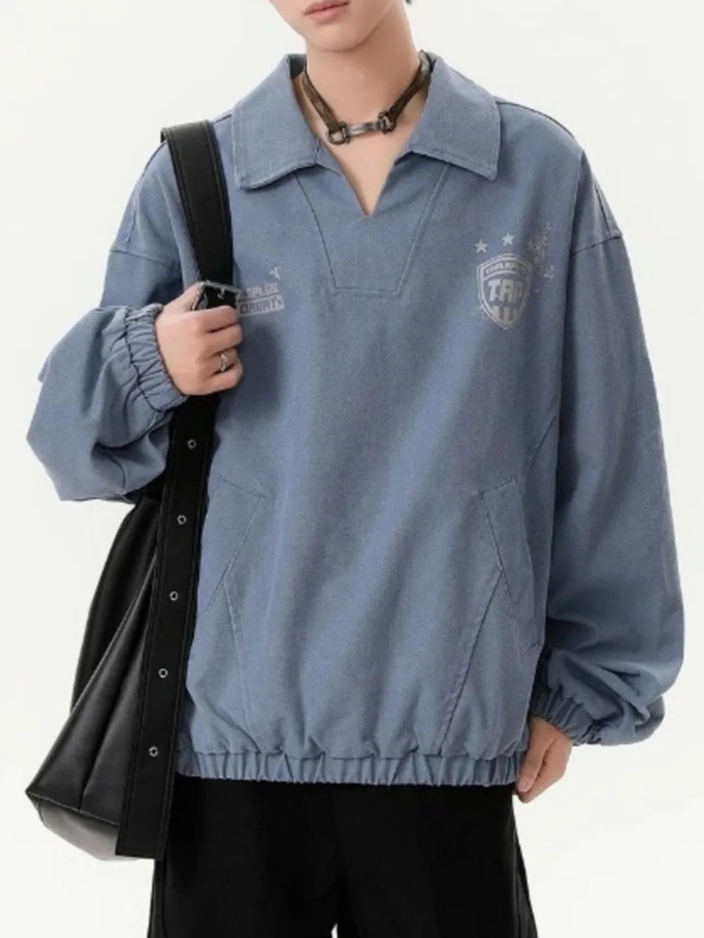 Men's Collared Neck Long Sleeve Sweatshirt, image 4
