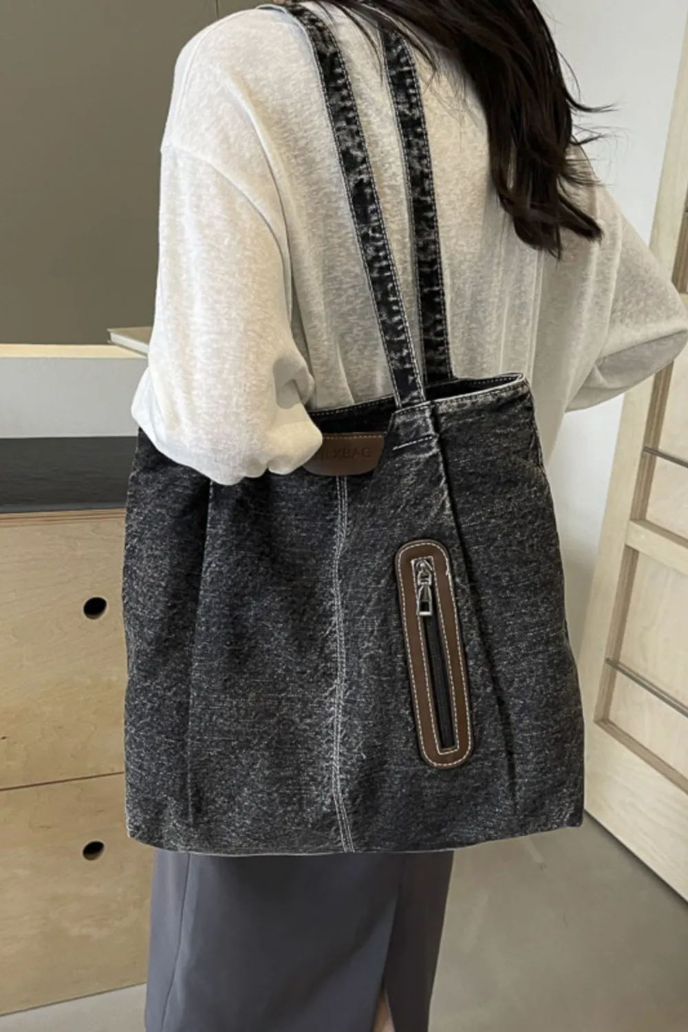 Medium Denim Tote Bag, image 14