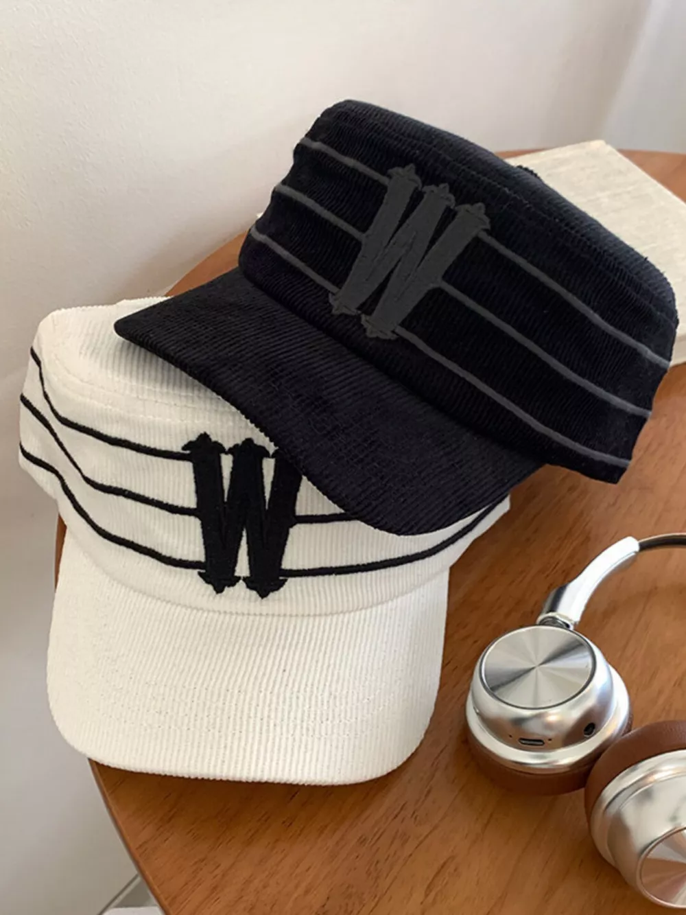 Striped Letter 'W' Baseball Cap, image 2