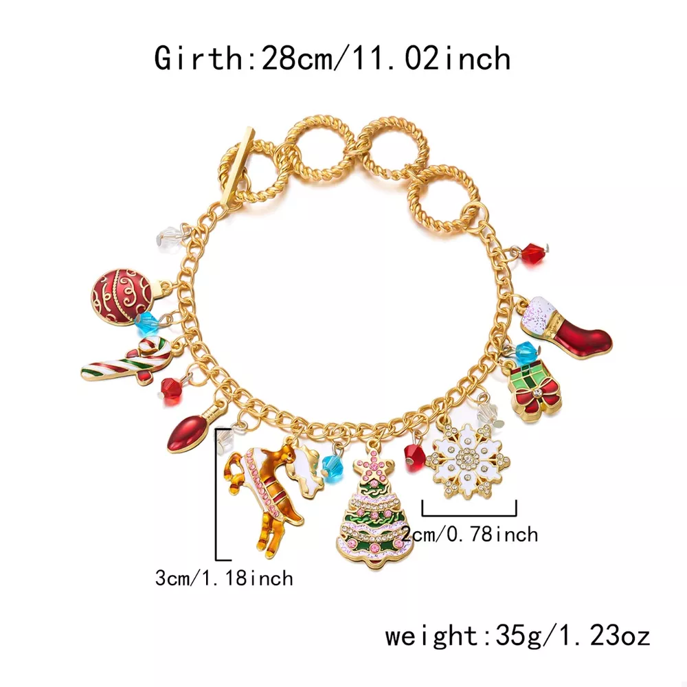 18K Gold-Plated Christmas Charm Bracelet, image 5