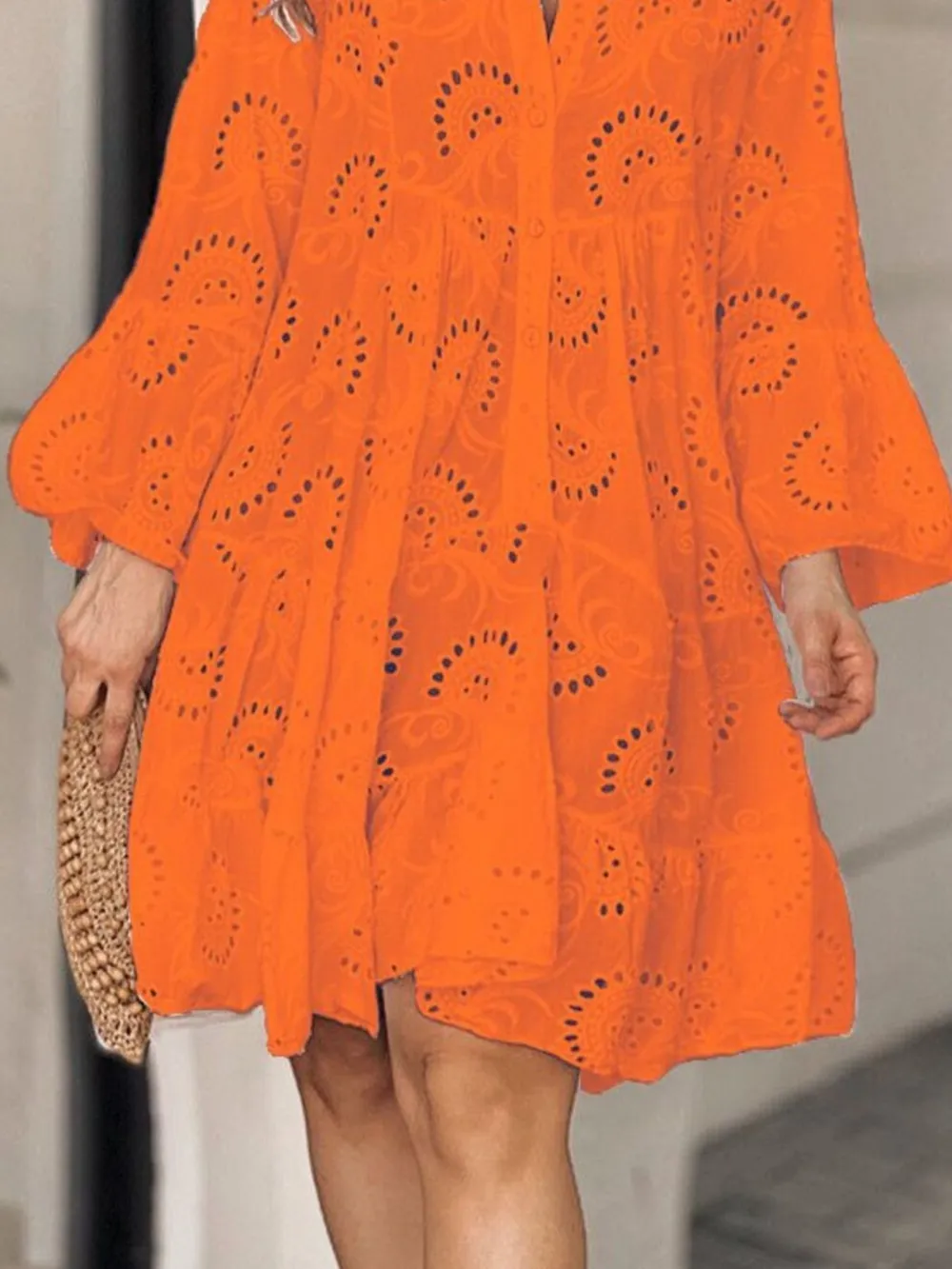 Full Size Eyelet Ruffled Hem Tiered Dress Plus Size, image 15