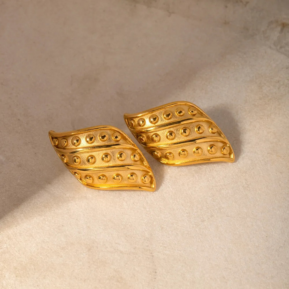 18K Gold-Plated Stainless Steel Stud Earrings, image 4