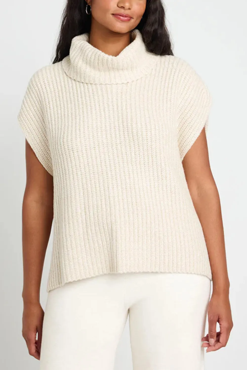 Slit Turtleneck Cap Sleeve Sweater, image 13