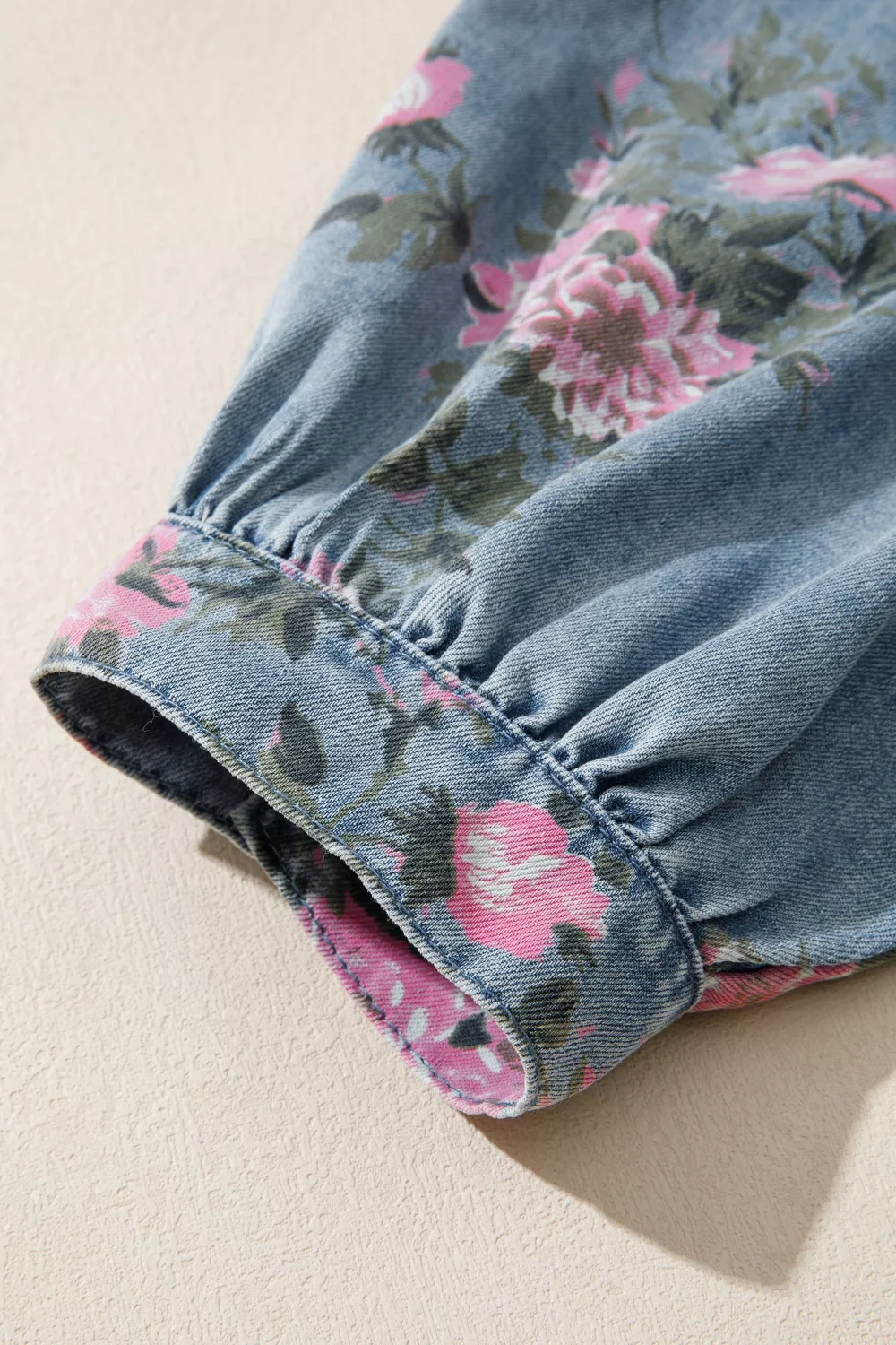 Floral Print Button Up Denim Shirt, image 5