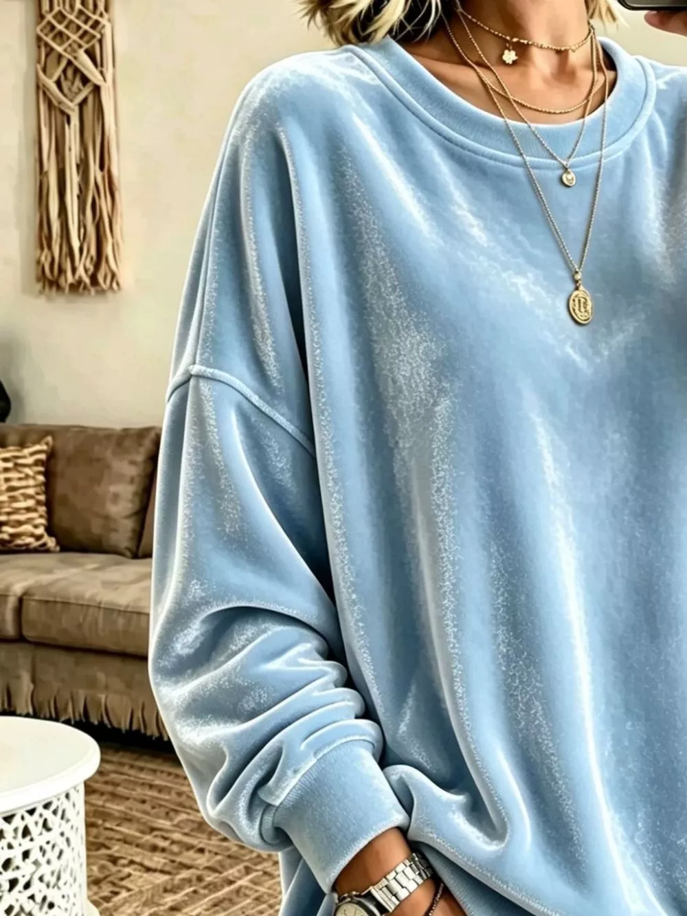 Full Size Solid Color Crew Neck Sweatshirt Plus Size, image 10