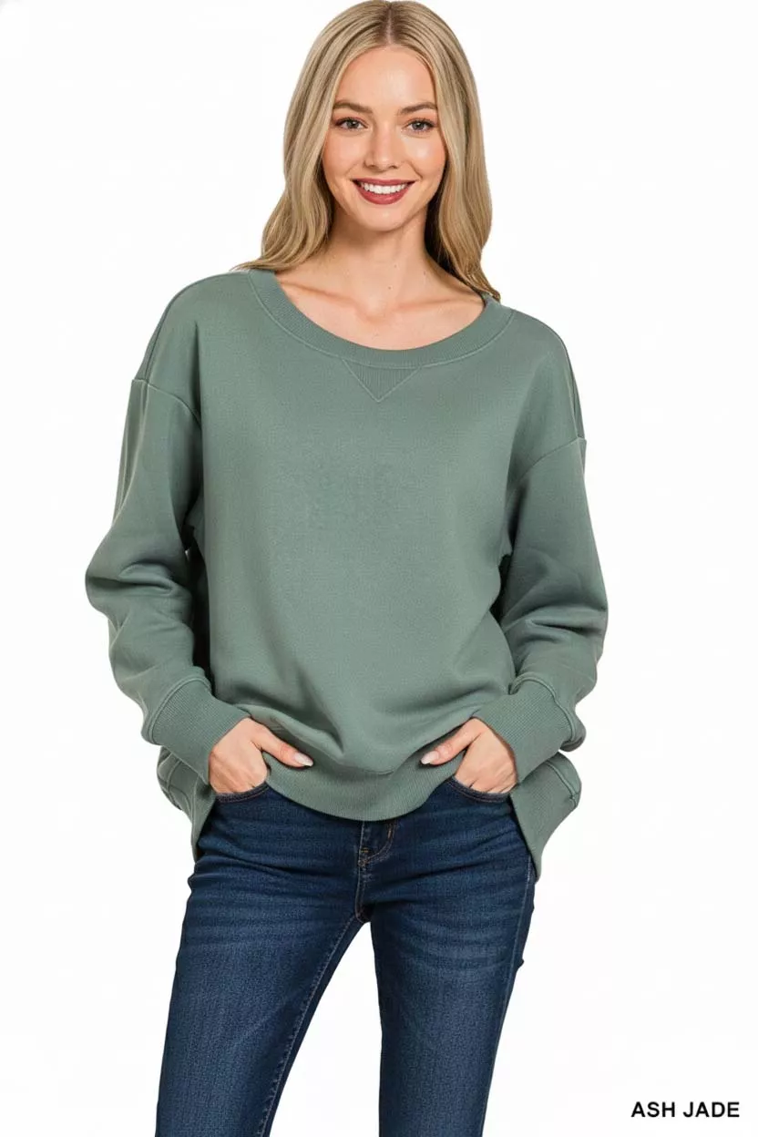 Fleece Boat Neck Sweatshirt, image 3