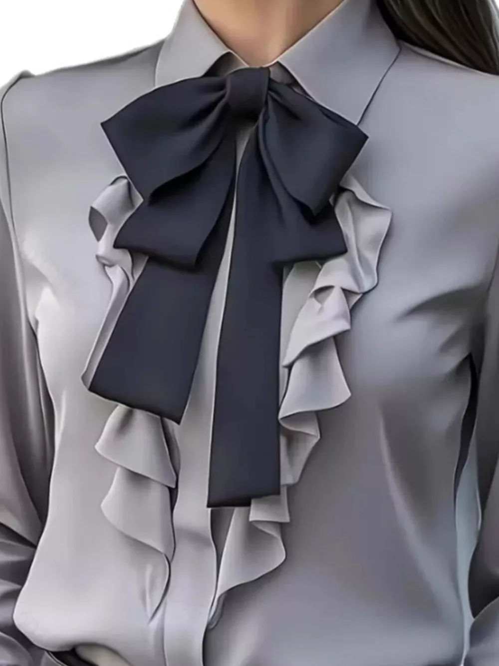 Ruffled Tie Front Long Sleeve Blouse, image 5