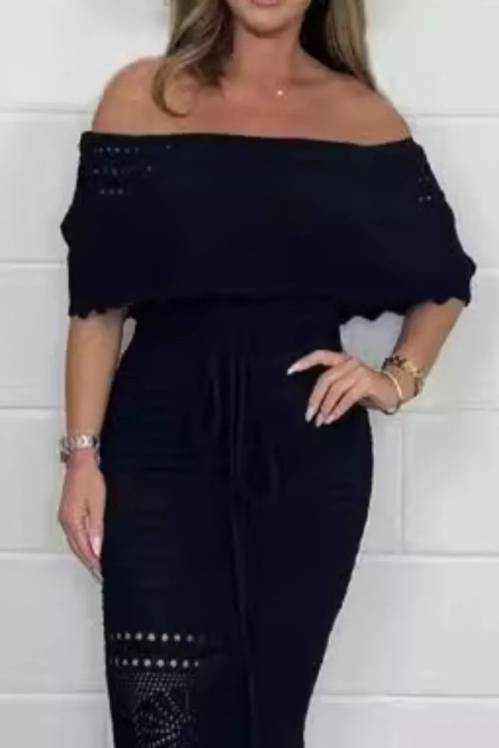 Crochet Off-Shoulder Maxi Dress, image 5
