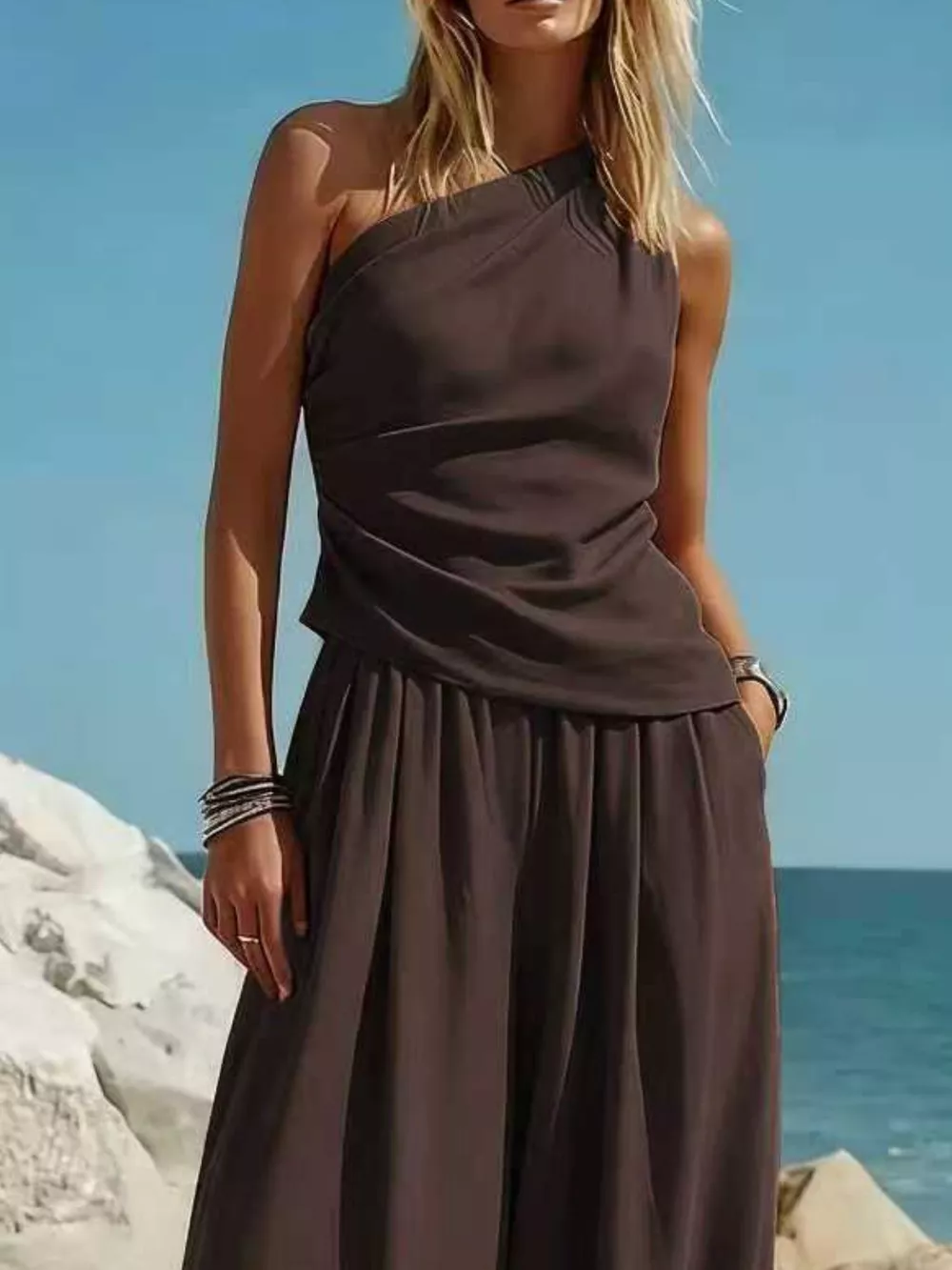 Full Size One-Shoulder Top and Wide Leg Pants Set Plus Size, image 17
