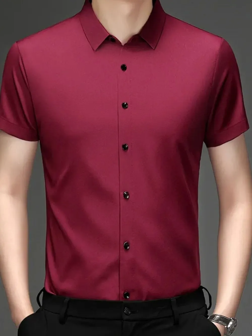 Men's Button Up Short Sleeve Shirt, image 3