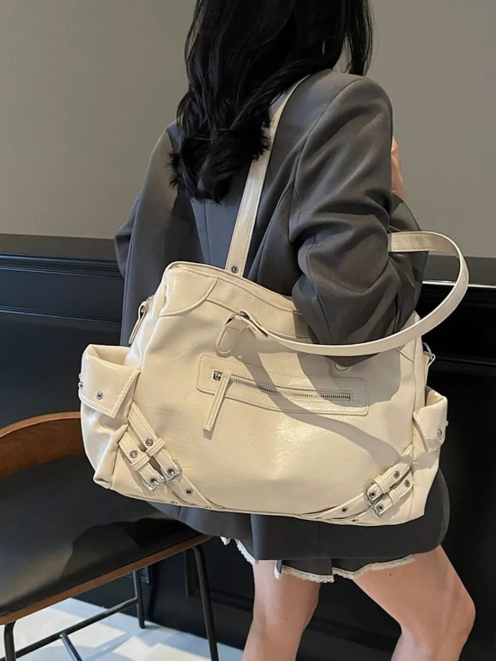 Buckle Accents Shoulder Bag, image 12