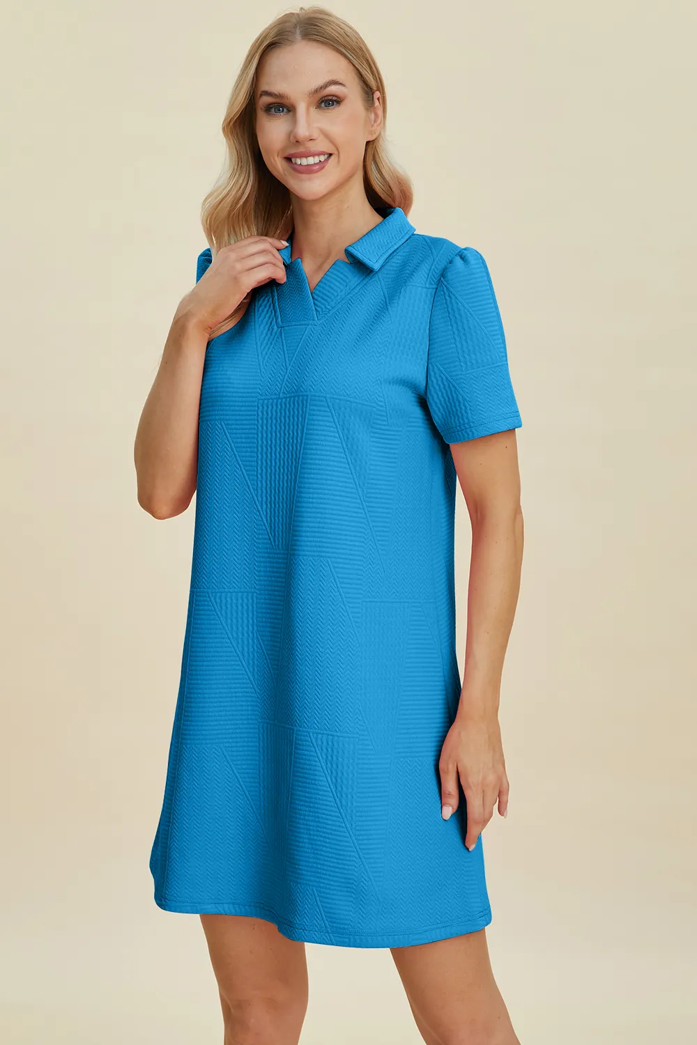 Full Size Texture Short Sleeve Dress, image 18