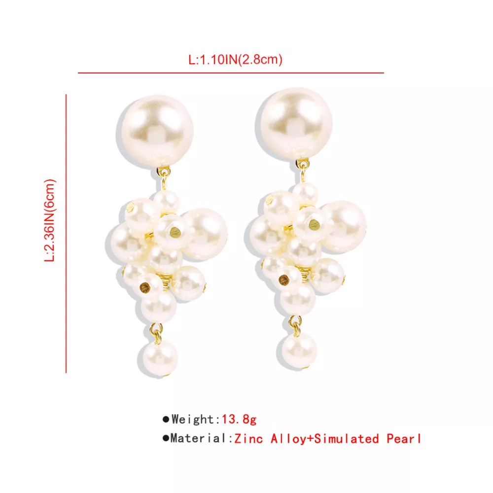 Pearl Cluster Dangle Earrings, image 7