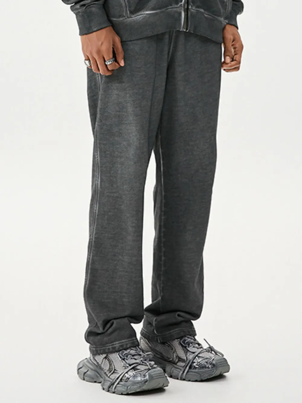 Men's Drawstring Washed Straight Sweatpants