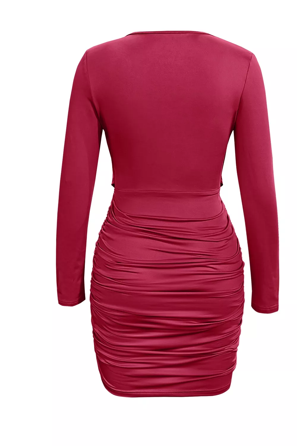 Ruched Cowl Neck Long Sleeve Mini Dress, image 20
