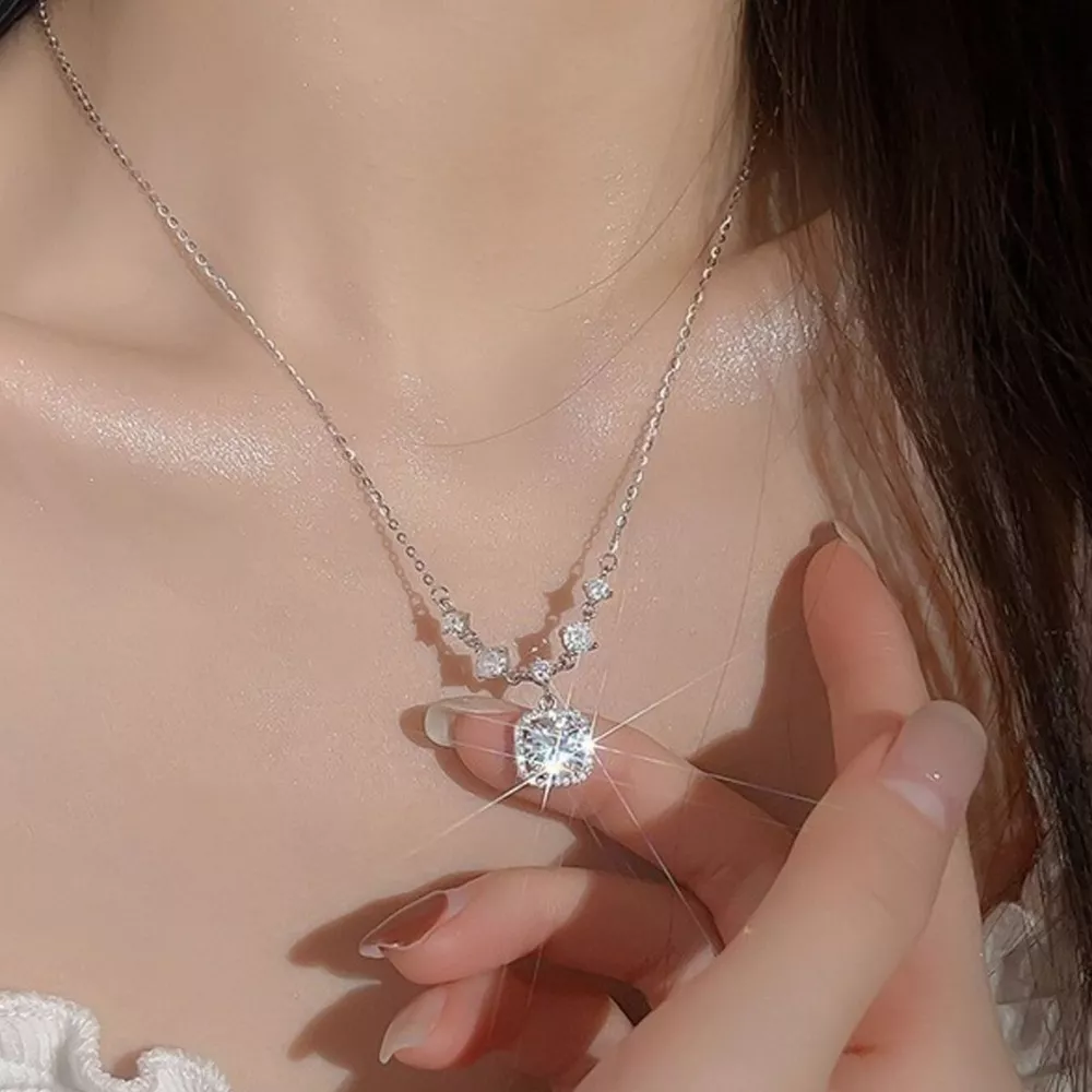 2 Carat Moissanite 925 Sterling Silver Pendant Necklace, image 2