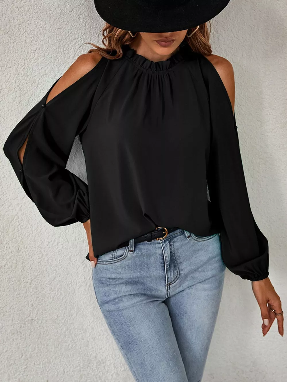 Cold Shoulder Frill Neck Blouse, image 9