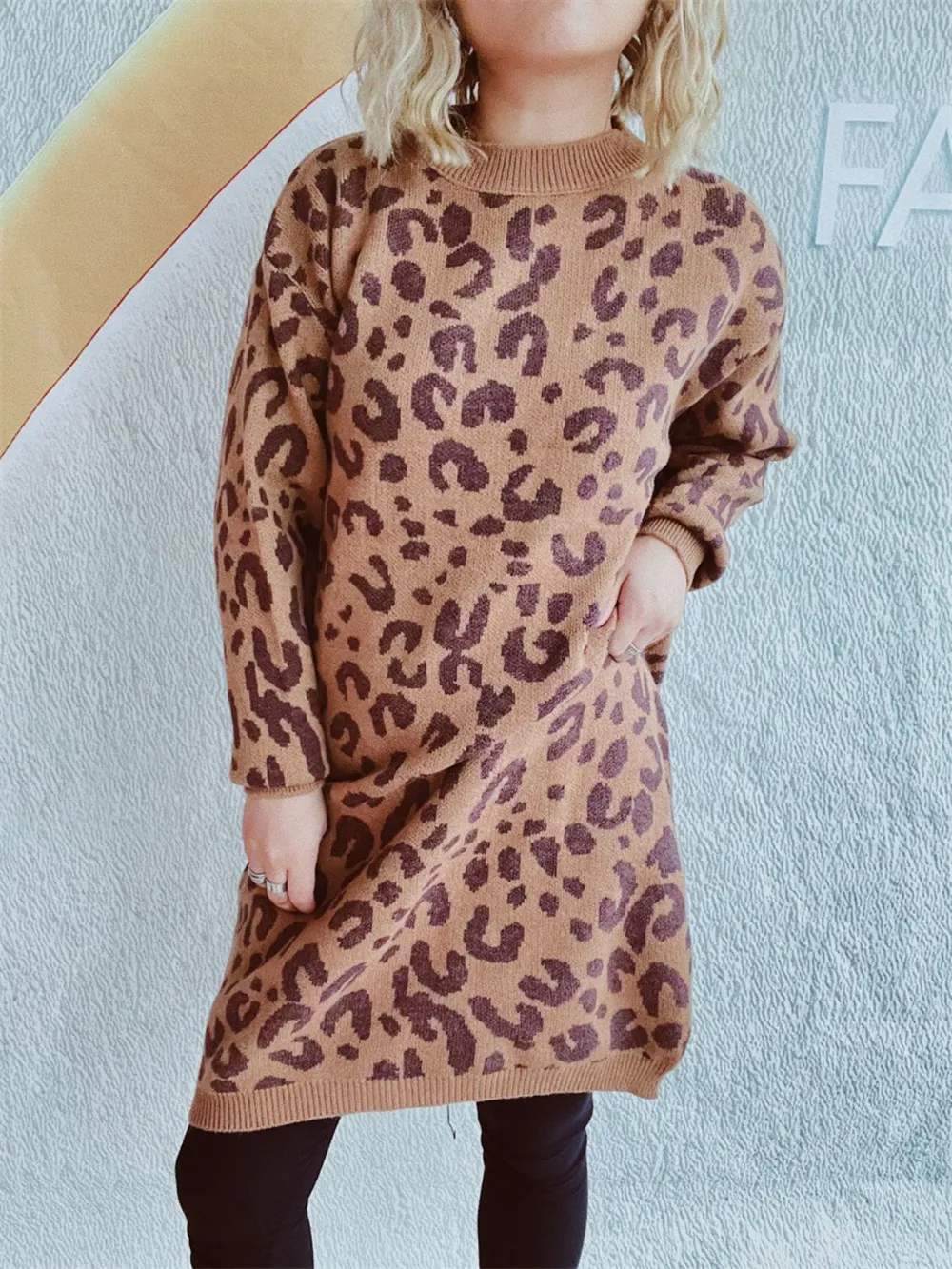 Leopard Round Neck Long Sleeve Sweater, image 13
