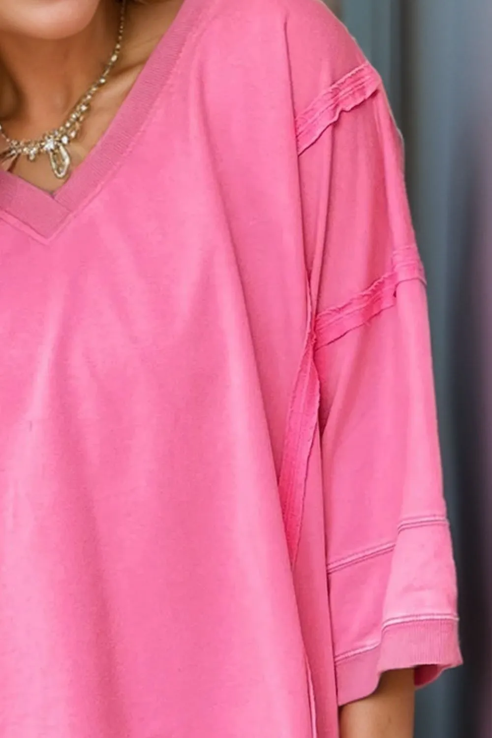 Exposed Seam V-Neck Blouse, image 3
