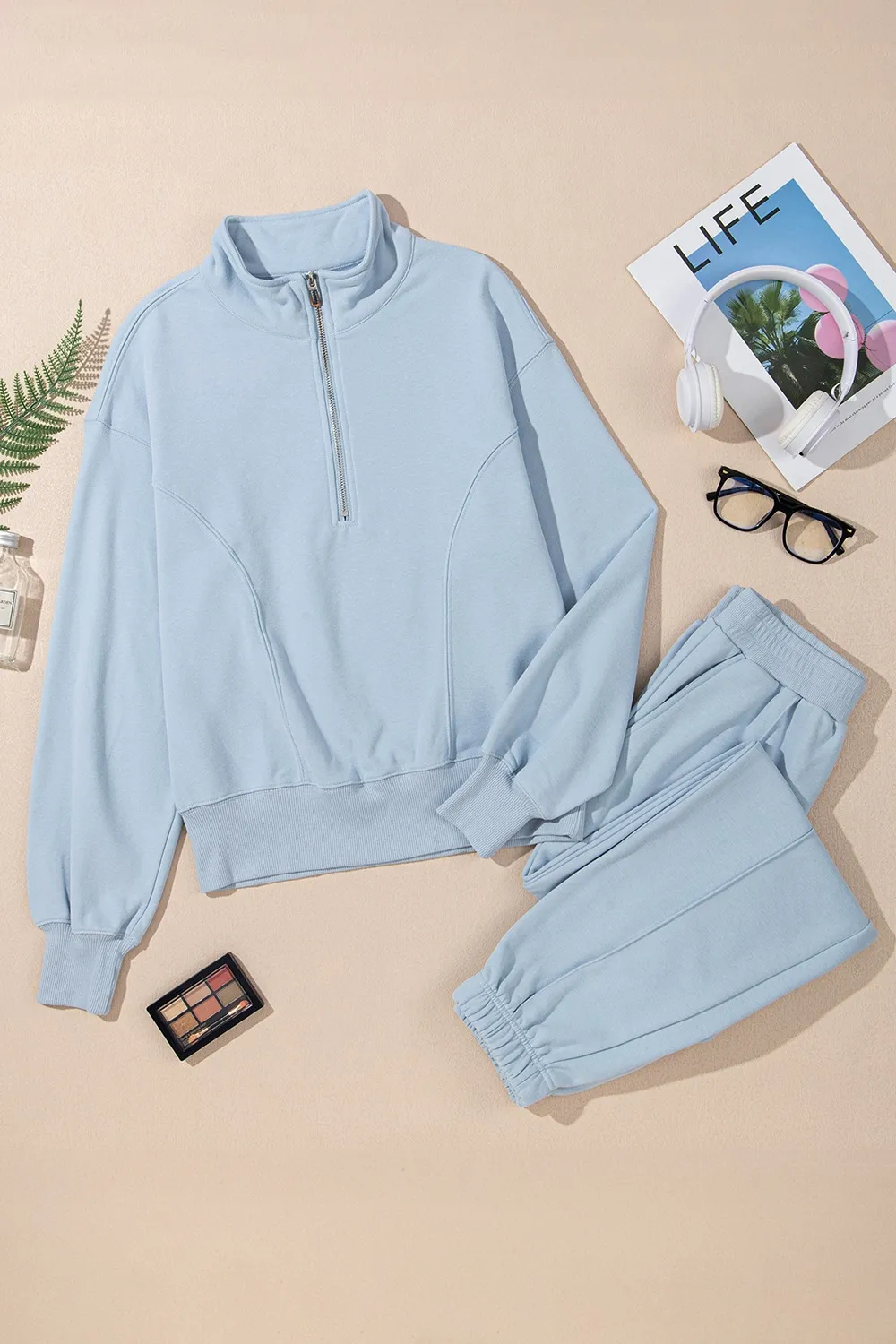 Half Zip Long Sleeve Top and Joggers Set, image 10