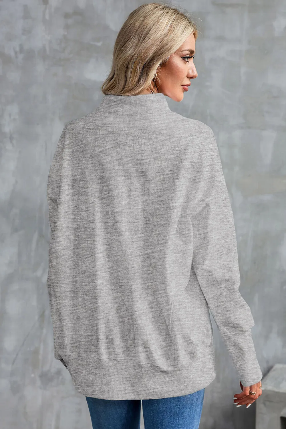 Half Zip Pocketed Dropped Shoulder Sweatshirt, image 13