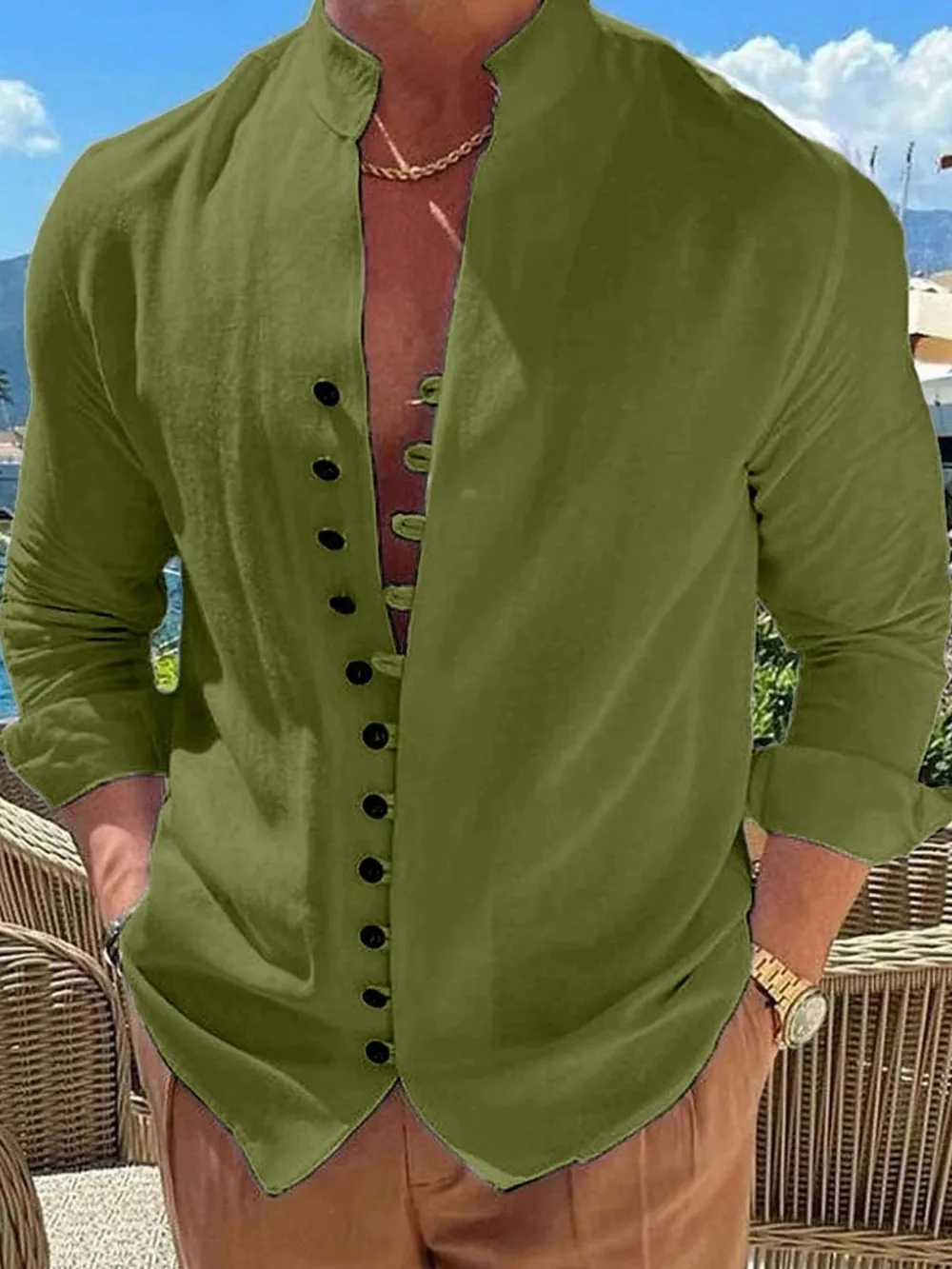 Men's Full Size Button Front Long Sleeve Shirt Plus Size, image 11