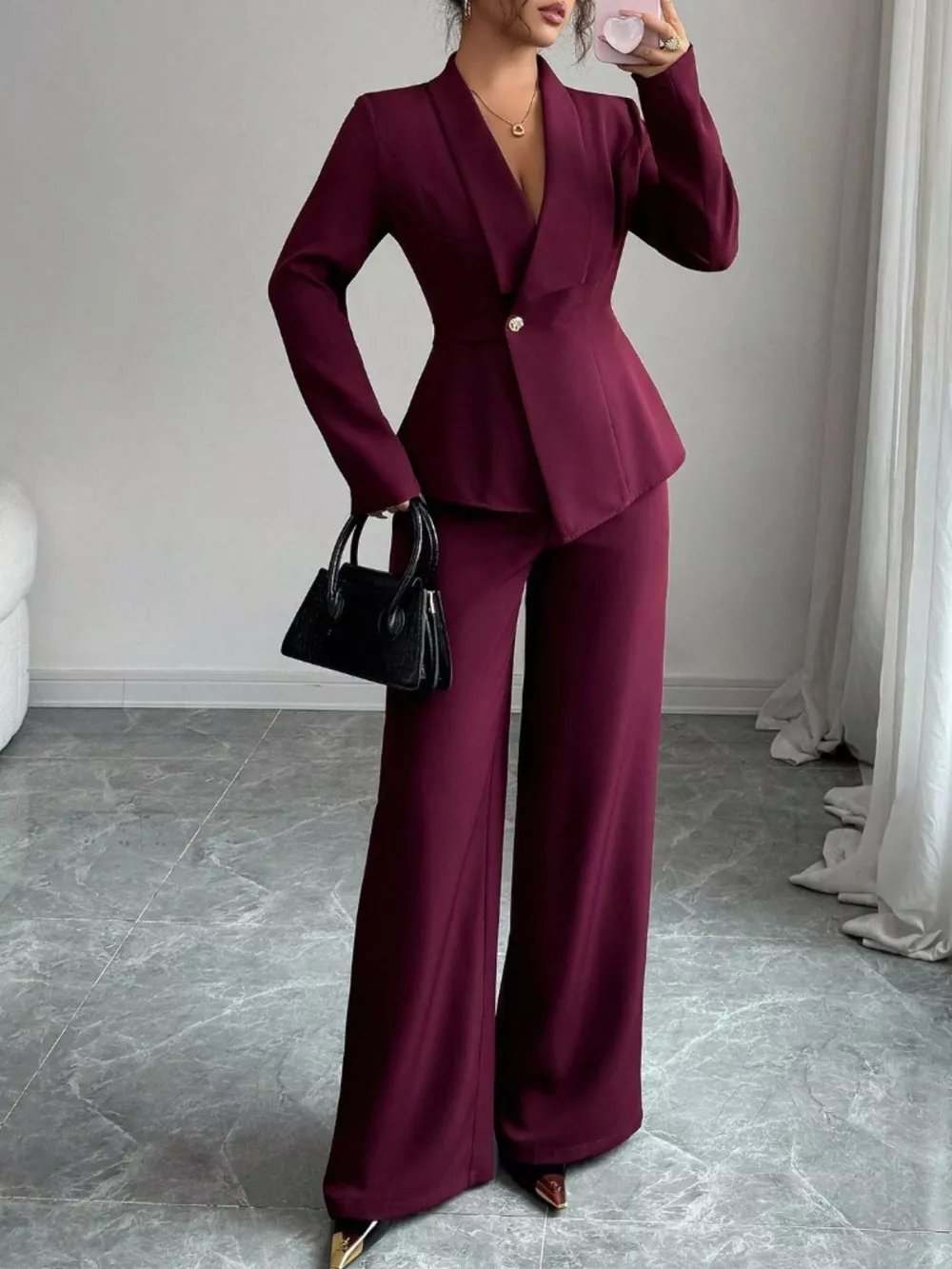 One Button Blazer and Pants Set, image 23