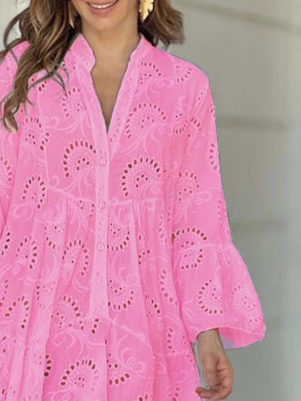 Full Size Eyelet Ruffled Hem Tiered Dress Plus Size, image 16