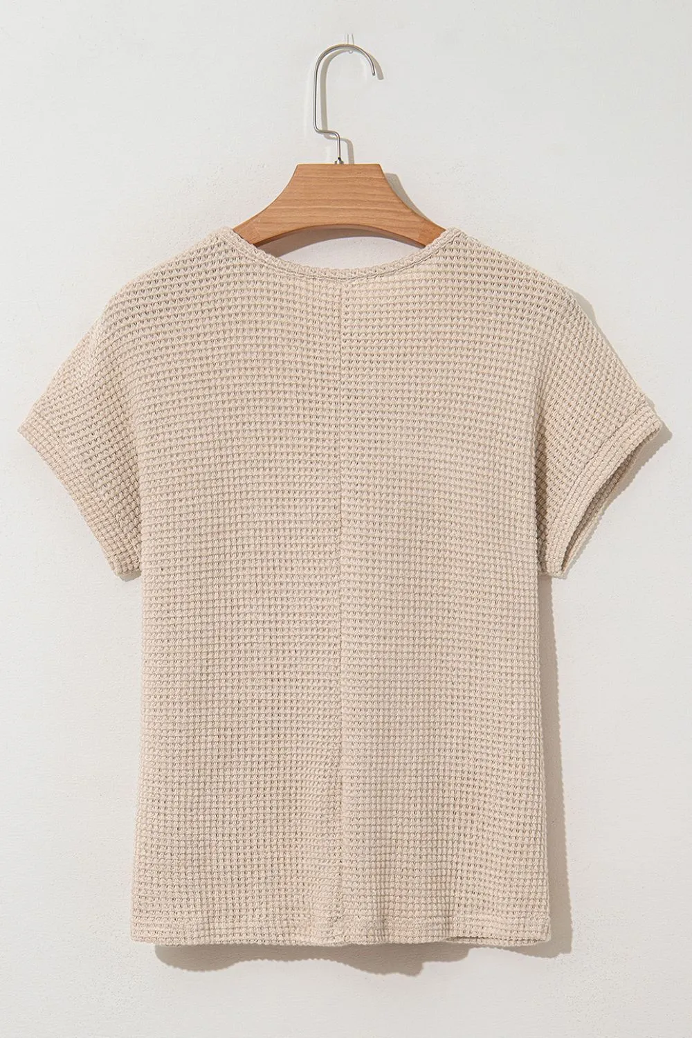 Lace Patchwork Waffle Short Sleeve Knit Top, image 10