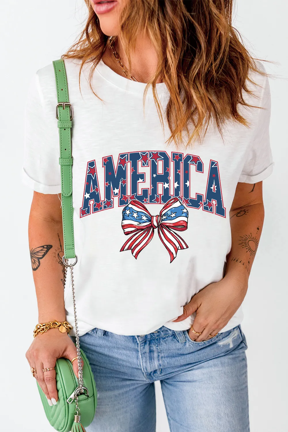 AMERICA Round Neck Short Sleeve T-Shirt, image 3