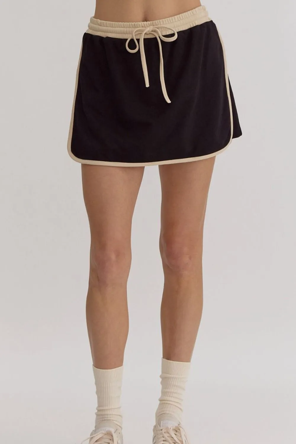 Contrast Trim Round Neck Top and Skort Set, image 21