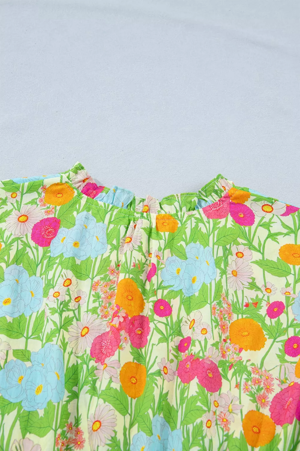 Floral Print V Neck Short Puff Sleeve Cotton Maxi Dress, image 6
