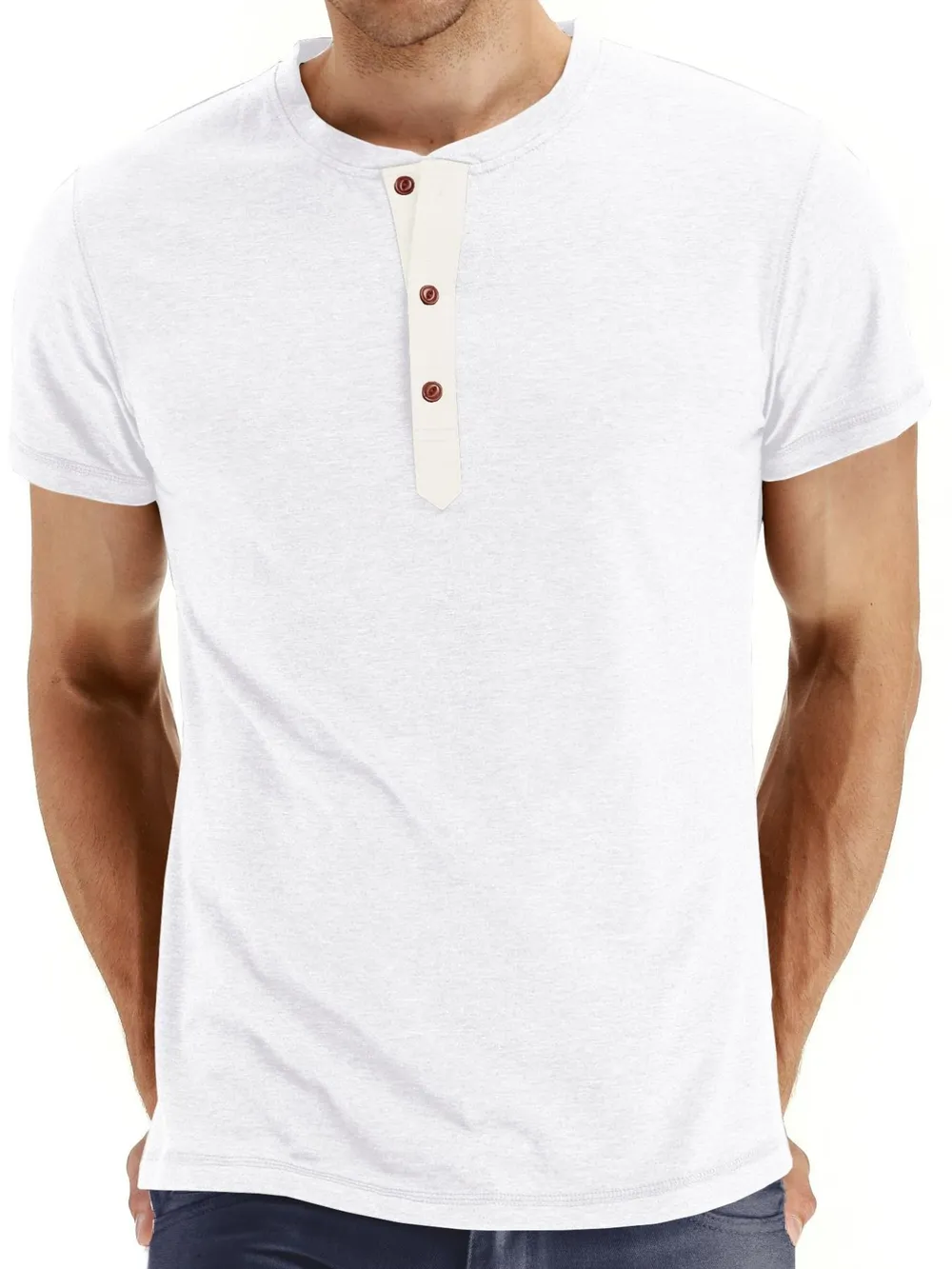 Men's Short Sleeve Henley Polo Shirt, image 2
