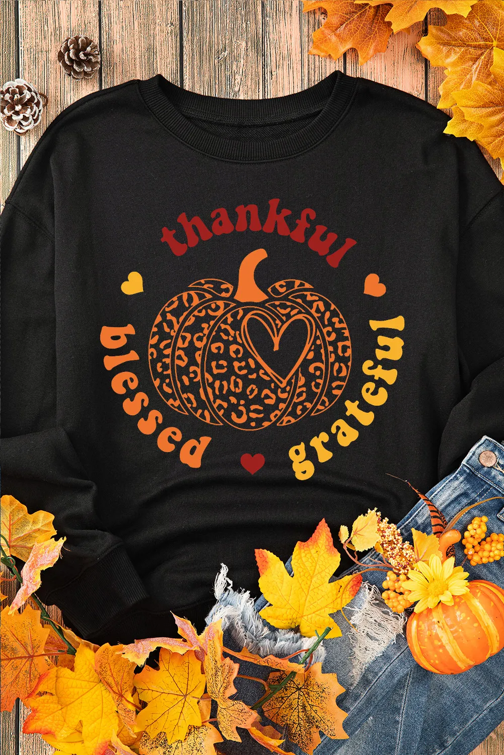 Pumpkin Graphic Long Sleeve Sweatshirt, image 4