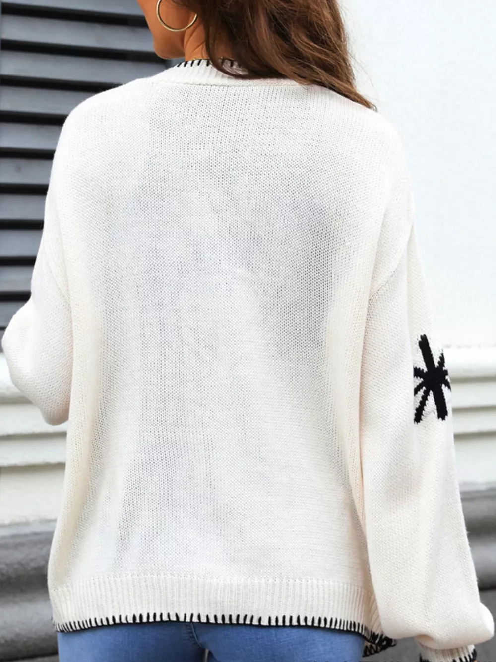 Flower Pattern Open Front Knit Cardigan, image 6