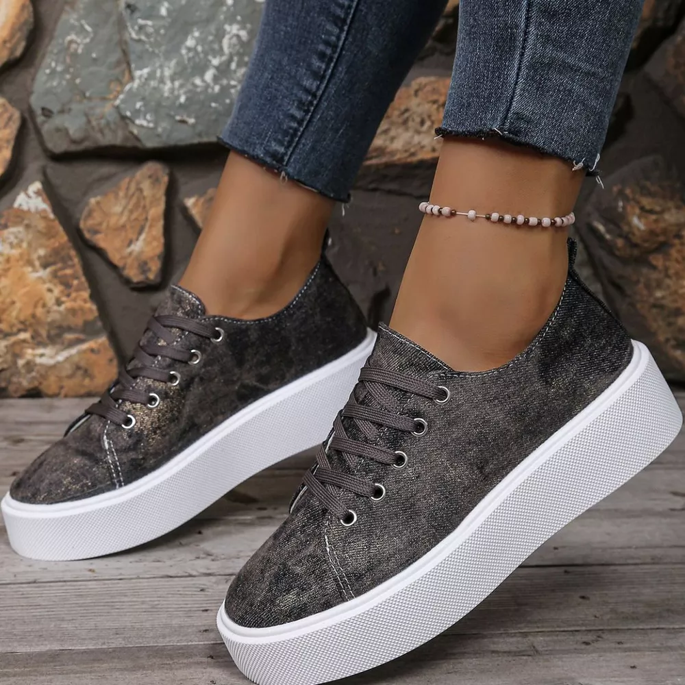 Round Toe Platform Sneakers, image 4