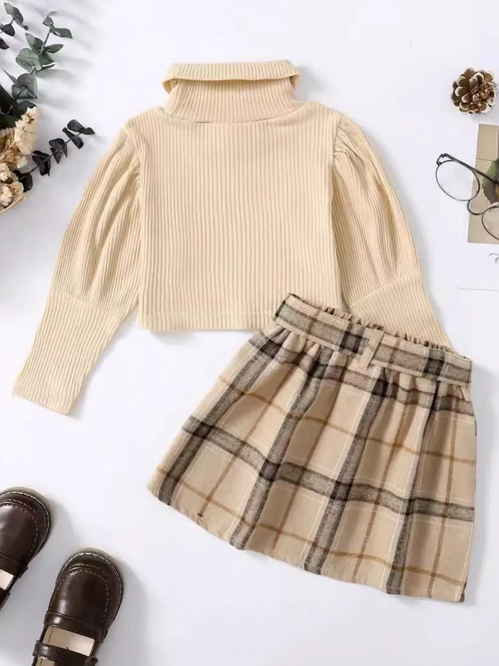 Turtleneck Long Sleeve Top and Skirt Set, image 5