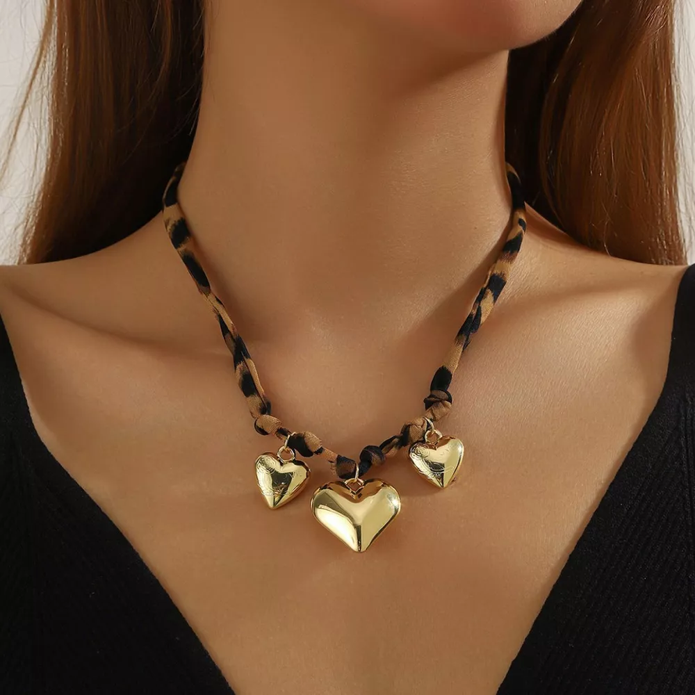 Leopard 18K Gold-Plated Heart Necklace