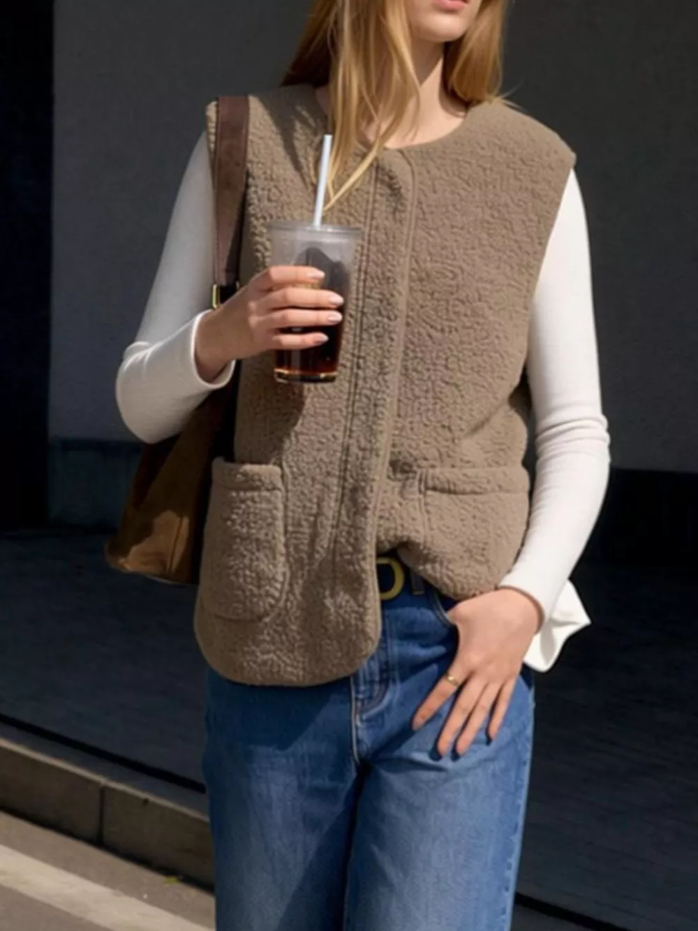 Sherpa Sleeveless Vest Coat, image 10