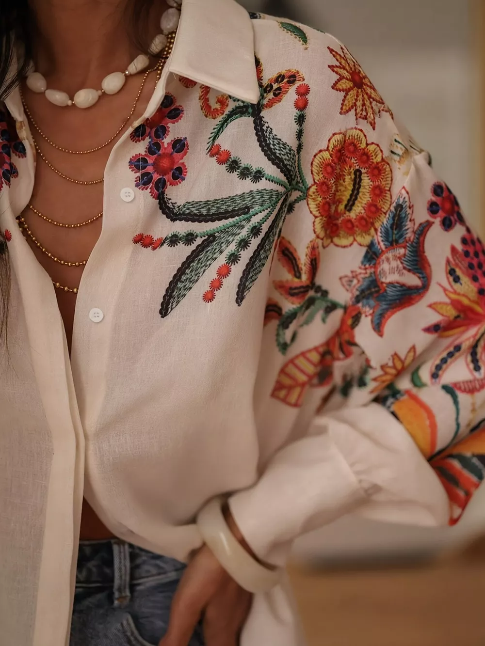 Floral Button Up Long Sleeve Shirt, image 4
