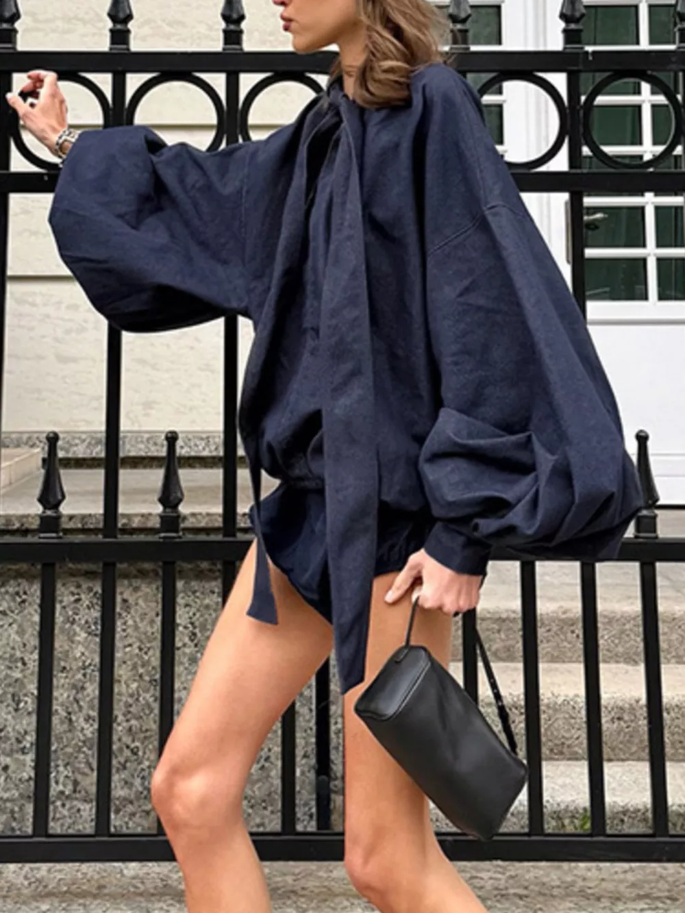 Tie Front Denim Top and Shorts Set, image 6