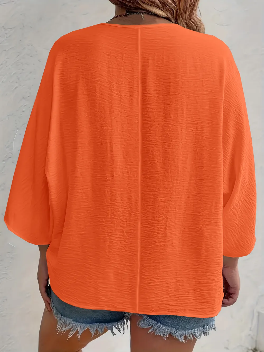 Full Size Casual V-Neck Button Down Relaxed Fit Blouse Plus Size, image 6