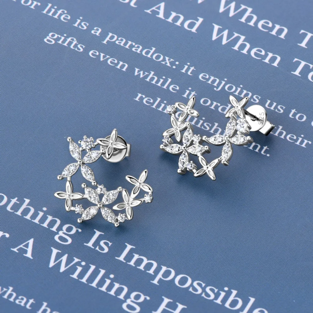 925 Sterling Silver Moissanite Lucky Clover Earrings, image 6
