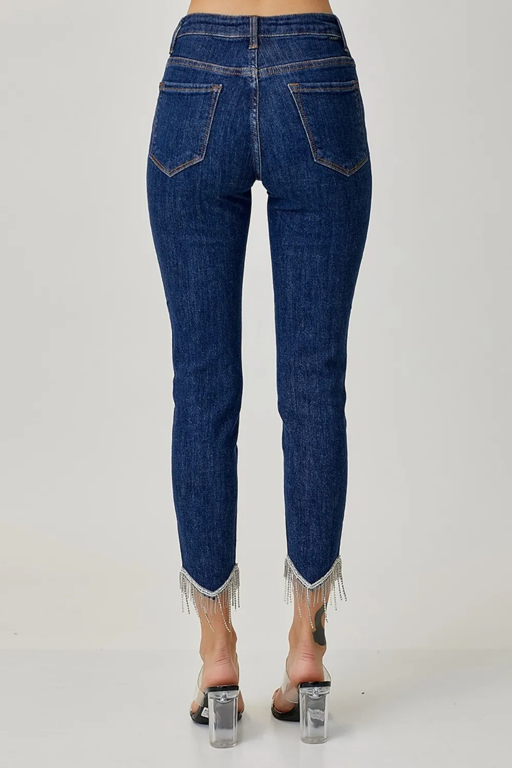 Full Size Embellished Mid Rise Crop Skinny Jeans, image 6